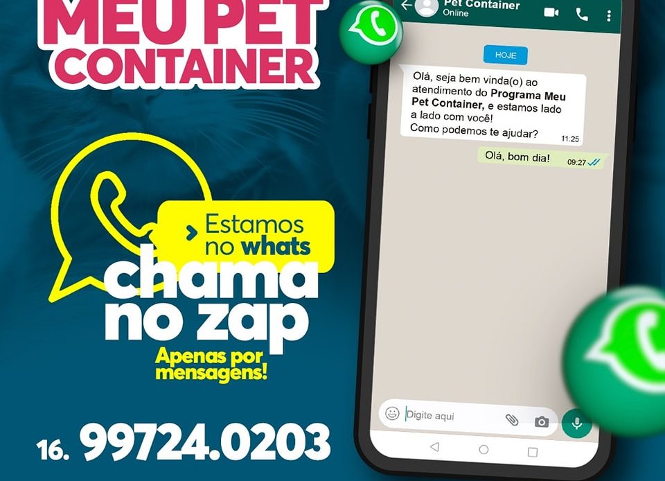 Meu Pet Container: munícipes podem entrar em contato por whatsapp
