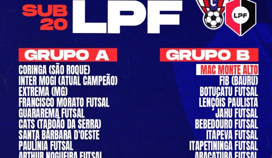 Definidos grupos da Copa da Liga Paulista de Futsal Sub-20