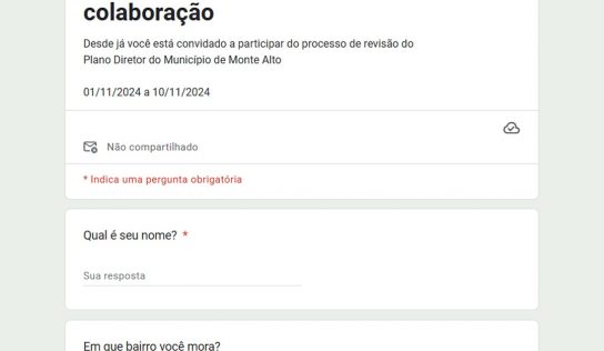 Plano Diretor inicia consulta pública online nesta sexta-feira